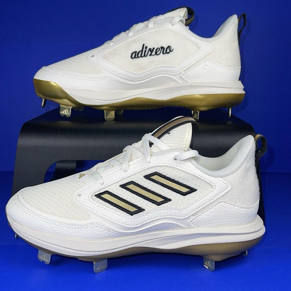 adidas Pure Hustle 3 Elite Women's 7 Gold/White ID7638 Steel Softball Cleats